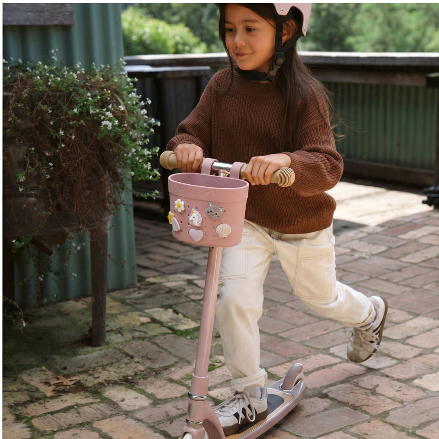 Pin & Ride Eco Scooter Basket - Dusty Rose